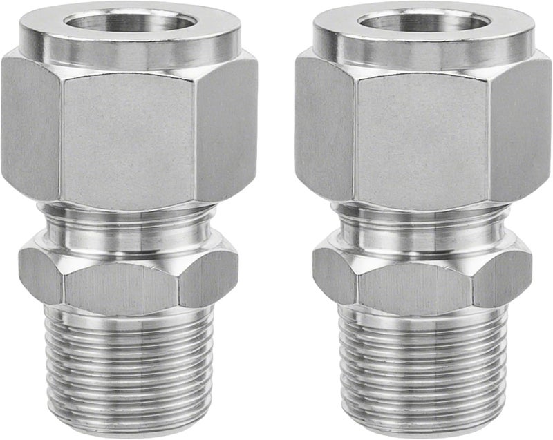 Goldpea Stainless Steel 304 Compression Adapter 3/4" OD x 3/4" NPT Male Tube Fitting, Pack of 2 - Image 1